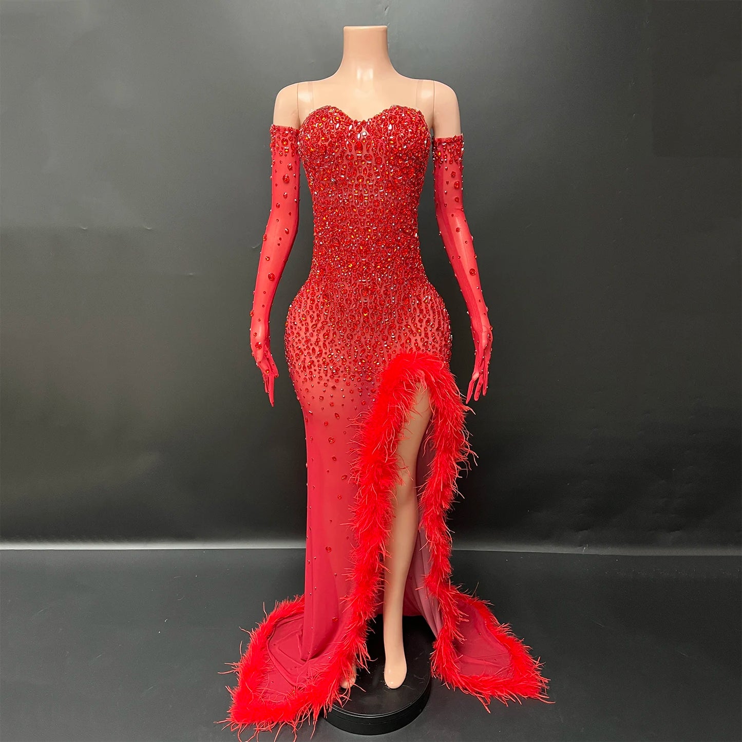 Boutique Gala HOT SALE Nude/Black/Red Color Women's Elegant Hot Sexy Celebrities Red Carpet Night Club Formal Maxi Dress With Crystal Luxury High Quality Evening Dress Luxury Gowns Ladies Clothing Supplies