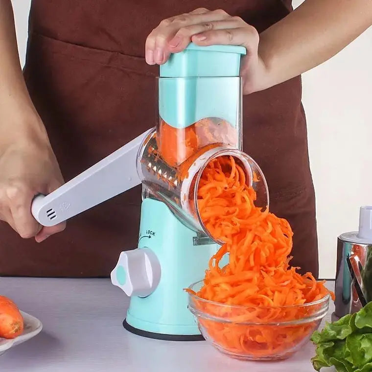3 Colors Rotate Vegetable Cutter Salad Maker Portable Chopper Grater Vegetable Chopper Manual Steel Kitchen Slicer Food Chopper Vegetable Cutter Cooking Accessories Kitchenware Supplies