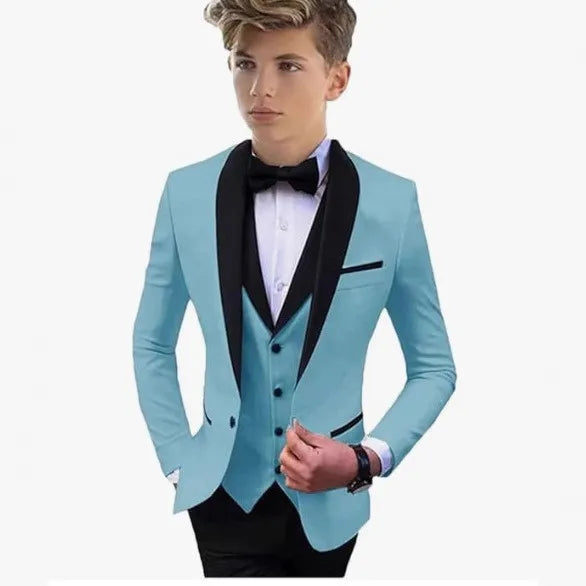 3 PCS Set 8 Colors Boys Luxury Suit Blazer Vest Pants Jacket Gentleman Clothes Sets 3-16T Kids Wedding Guest Evening Prom Birthday Party Formal Clothing Wedding Suits Children Luxury Apparel Supplies