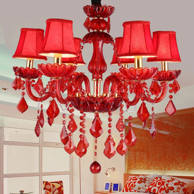 Villa Home Living Room Maria Theresa European Style Luxury K9 Crystal Pendent Lamps 6/8/15/18 Lights Red Candle Lamp Luxurious Art Decoration Living Room Restaurant  Bedroom Villa Chandelier