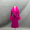 Boutique Gala HOT SALE 15 Colors Cashmere With Natural Real Fox Double Sided Sheep Wool Fur Coat With Real Fox Collar Winter Warm Custom Cashmere Outerwear Coat Evening Business Party Prom Celebrity Clothes