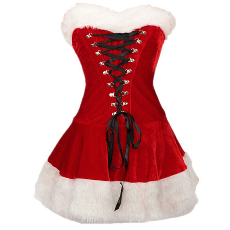 Women Christmas Costumes Suit Xmas Party Sexy Red Velvet Dress Cosplay Santa Claus Costume Outfit S-XL