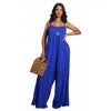 NEW Arrivals 8 Colors Sexy Backless Women Spring Summer Jumpsuit Loose Casual Spaghetti Strap Wide Leg One Piece Lady Solid Jumpsuit Streetwear Women Casual Clothing Supplies