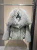 TikTok Most Popular 15 Colors Top Quality Unique Winter Luxurious Cashmere Loose Puffer Bomber Jacket Goose Down Jacket with Natural Red Silver Fox Fur Coat Girls Outerwear Jackets Women Winter Apparel Supplies