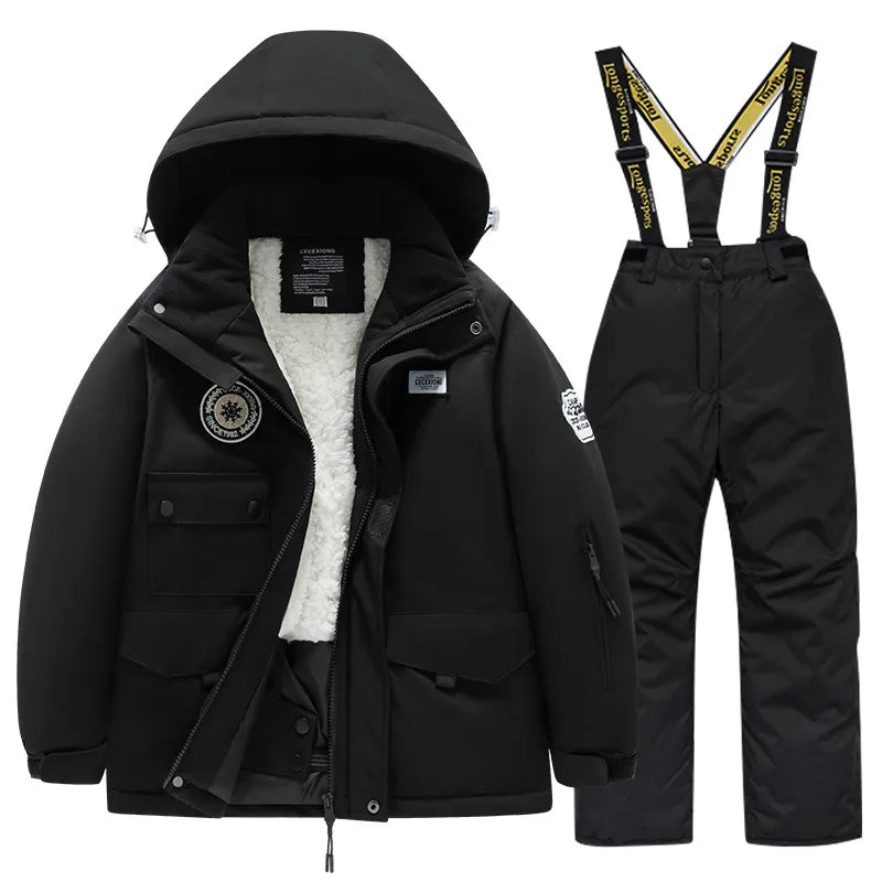 BEST PRICE 2 PCS Set Children's Girls Boys Top Quality Waterproof Ski Jacket + Pants Kids Snowboard Suit Snow Wear Ski Clothes for Kids Ski Suit Ski Clothing