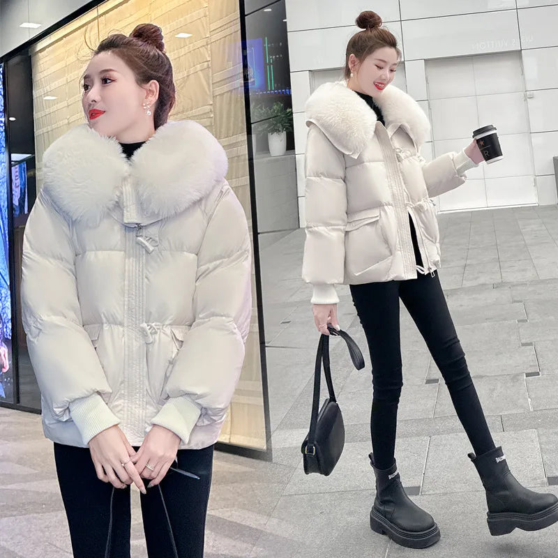 Boutique Gala HOT SALE Black/Brown Color Girls Winter Warm Outfits New Style Fashionable Temperament Lapel Versatile Casual Women's Jacket Fur Collar Coats Women Winter Clothing Supplies