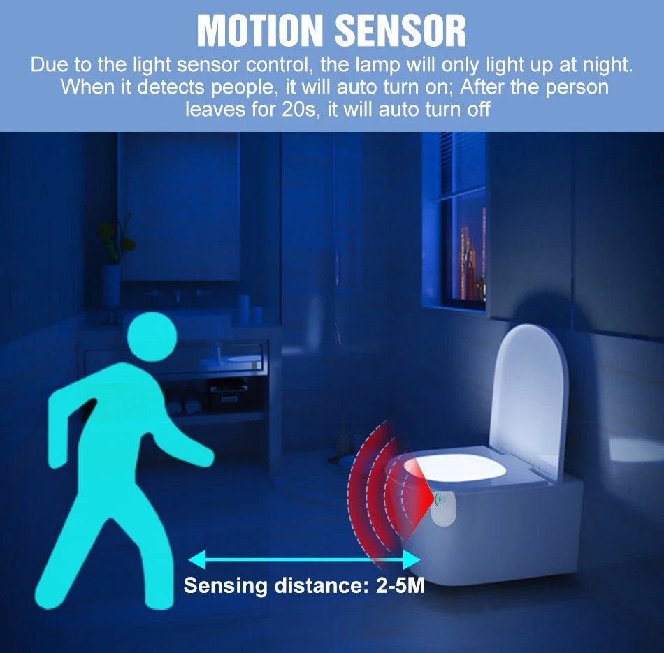 3 Modes Toilet Night Light Smart PIR Motion Sensor Toilet Seat Lamp Bathroom Waterproof Lighting Bulb RGB Toilet Lamp Led Luminaria Lamp