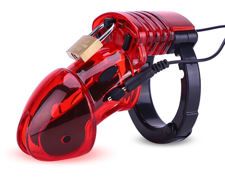 Electro Shock CB6000 Chastity Cage Ball Stretcher,Electric Stimulation Cock Cage,BDSM Timer Lock Ring Male Chastity Belt Sex Toy