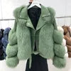 5 Colors Women High Level  Real Fox Fur Coat Sheepskin Leather  New Fashion  Winter Natural Evening Party Luxury Formal Clothes Women Outerwear Short Jackets