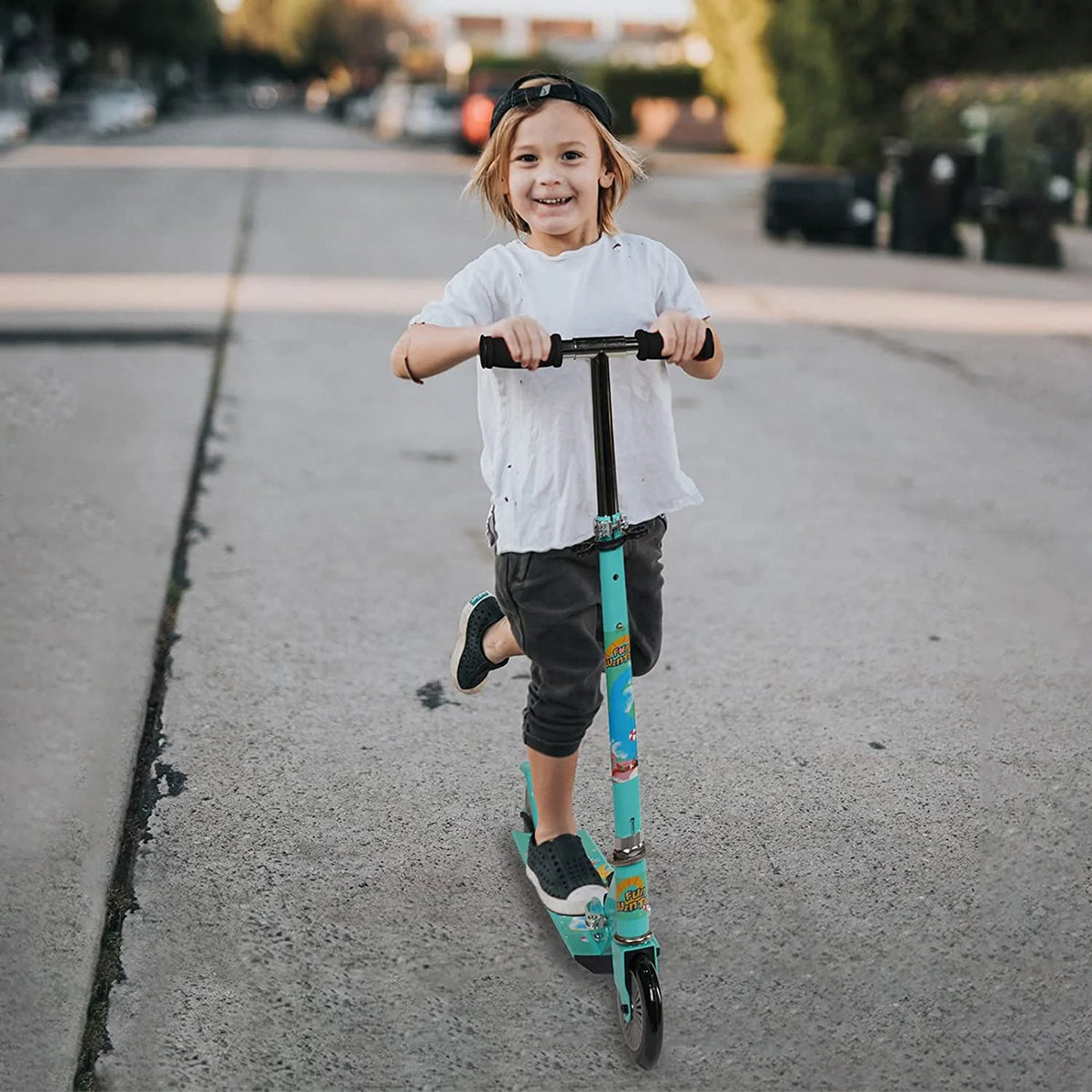 NEW Arrivals Children Outdoor Folding Kick Scooter Kids Graffiti Adult Snow Ski Scooter Winter Sports Supplies