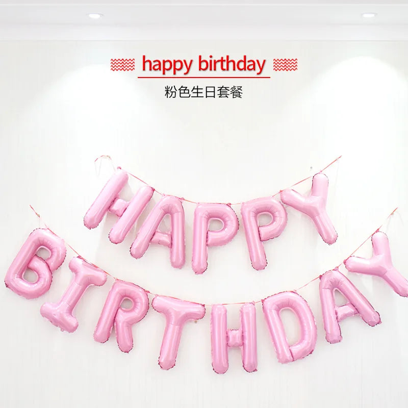 13pcs/set  Happy Birthday Letter Foil Balloons Banner baby shower Party Birthday Cake Decoration Globo Kids Gift Inflatable Ball