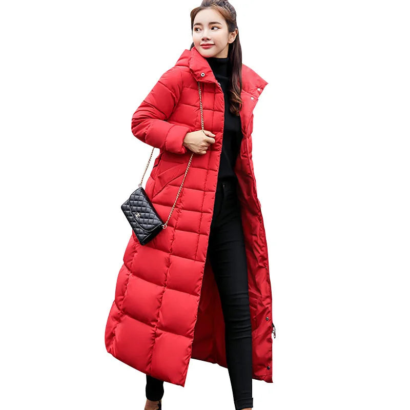 S-2XL 7 Colors New Fashion Women's Overcoat Parkas Winter Warmth Long Style Padded Coat Hooded Fur Collar Warm Zipper Casual Puffer Thicken Coat Ladies Winter Clothing Supplies