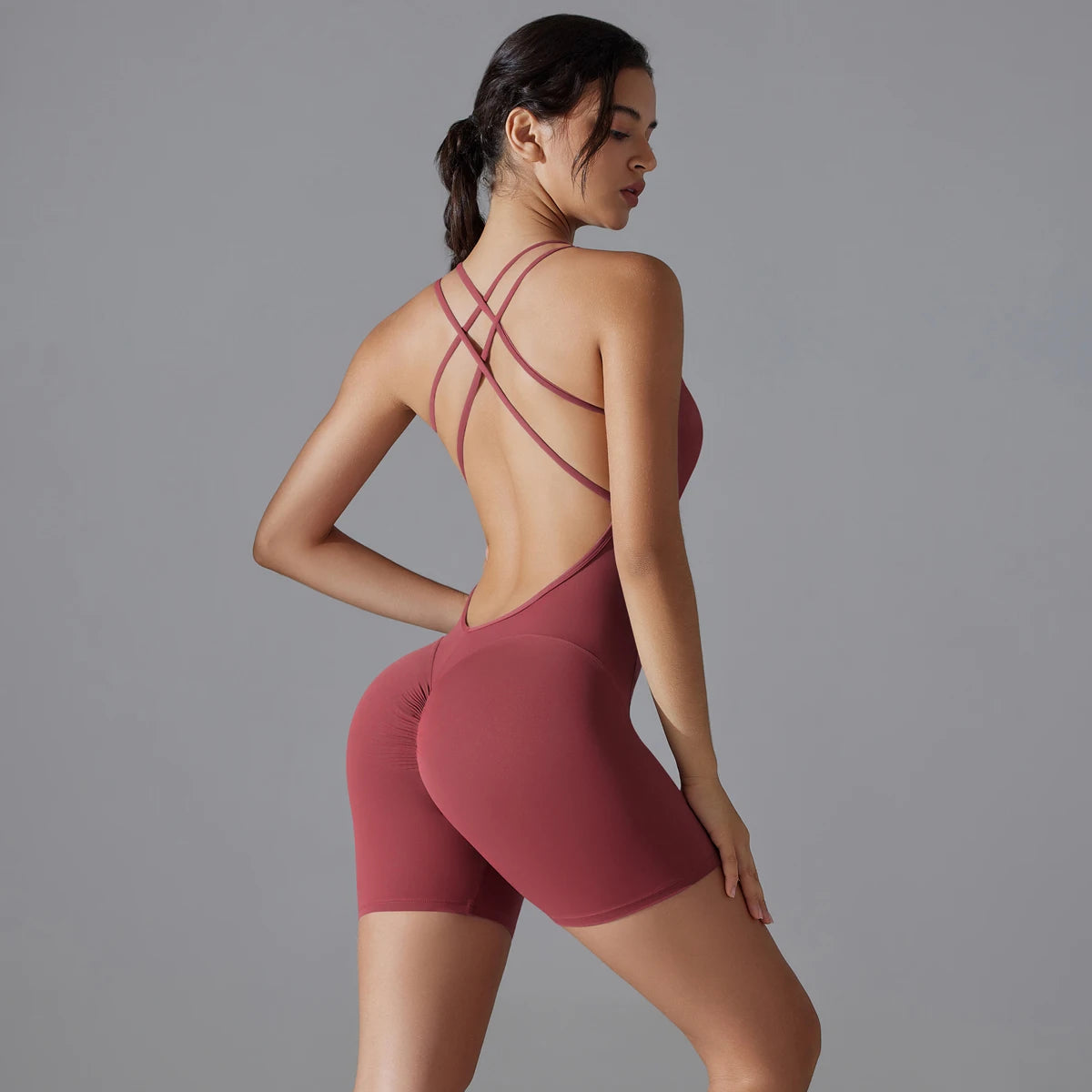 8 Colors S-XL One Piece Bodysuit Women Fast Dry Sexy Peach Butt Lift Yoga Fitness Beauty Back Gym Sports Yoga Jumpsuit Outdoor Running Cycling Sports Apparel Supplies.