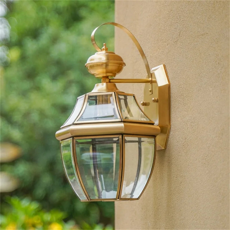 Villa Home Luxury Retro Outdoor Large Brass Wall Lamp 32/37/50cm Waterproof IP65 Sconces LED Lighting for Home Porch Courtyard