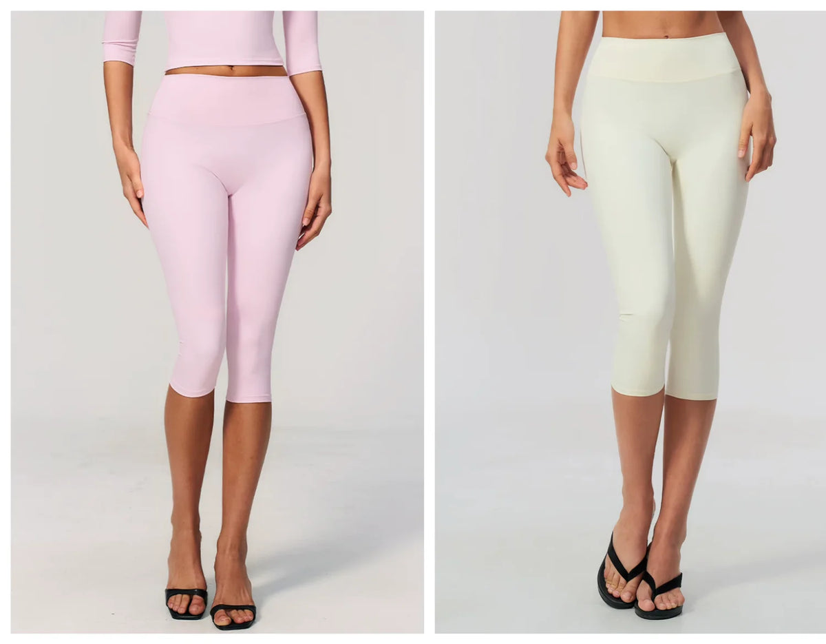 20 Colors S-XL Women's NEW  Brushed Yoga Capri Pants High Waist Elastic Waist Solid Slim Breathable Quick Dry Sweat-Wicking Knee  Outdoor Running Gym Fitness Women Sports Clothing