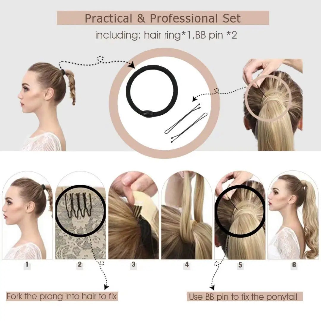 NEW  Ponytail Natural Human Hair 14-22" Highlight Ponytail Extensions 100% Real Human Ponytail Hair Extensions 80g/Set For Women