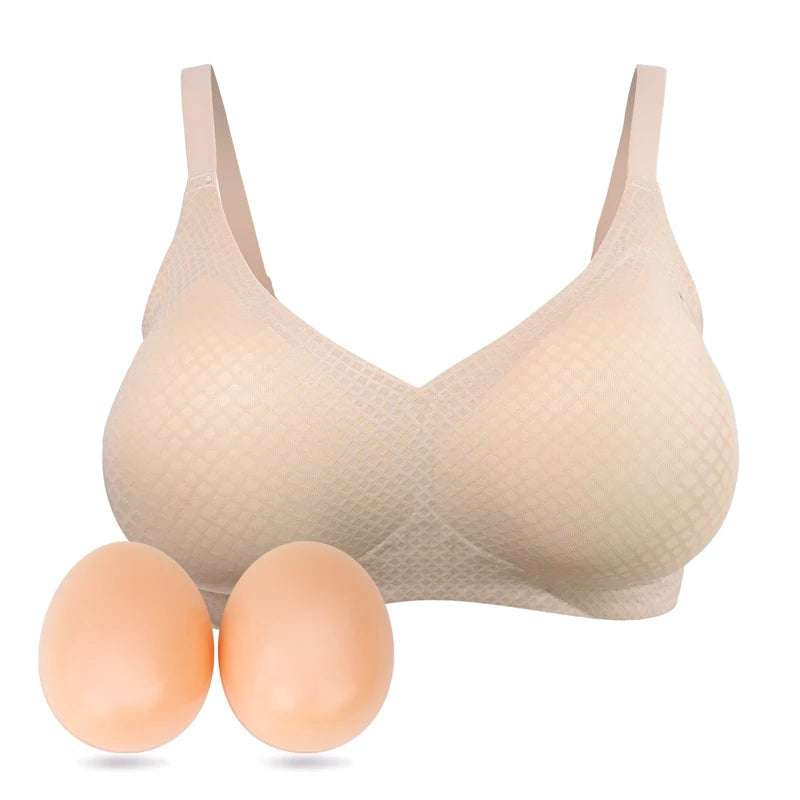 Mastectomy L/XL/2XL Plus Size Bra Breast + Silicone Pads Prosthesis Wireless Post-Surgery Pocket Design for Breast Forms Enhancement Inserts Silicone Bra Women Underwear Products