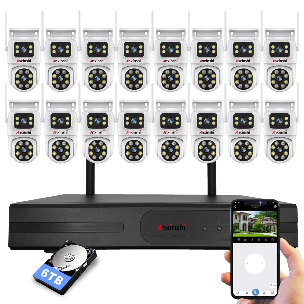 HOT SALE Villa Home Shopping Mall Business Professional 16ch 4k Android Windows 10/11 Wireless Wi-Fi Connection PTZ Dual-Lens Smart Human Shape Detection CCTV Surveillance Kit Waterproof Mobile Phone Remote Viewing Security S