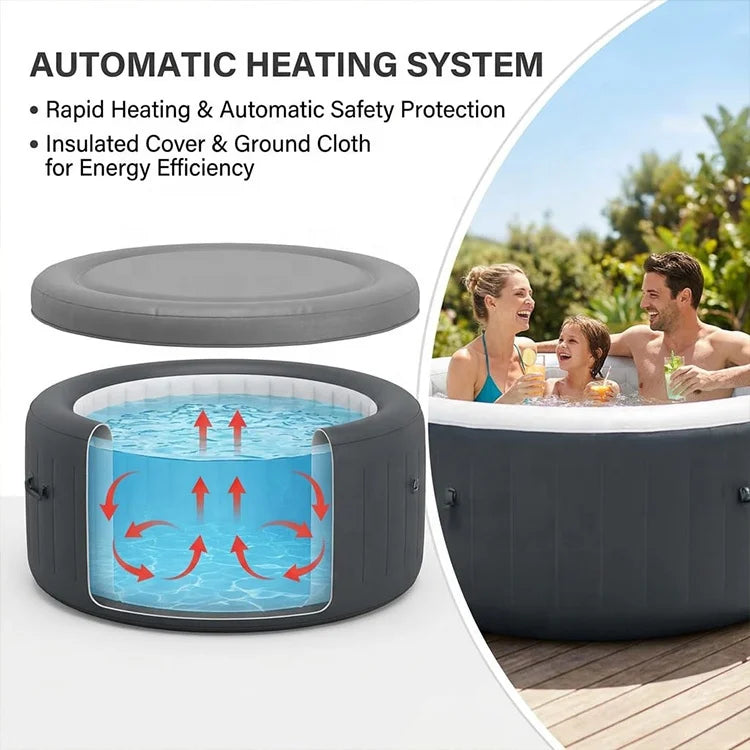 NEW Arrivals 216cm Inflatable Spa 1726Lt Large Capacity Electric Power Hot Tub for 5-7 Person Portable Massage Jacuzzi Pool with 170 Air Jets & Rapid Heating 40*C Air Bubble Bath Fitness Recovery Health Care Massage Supplies