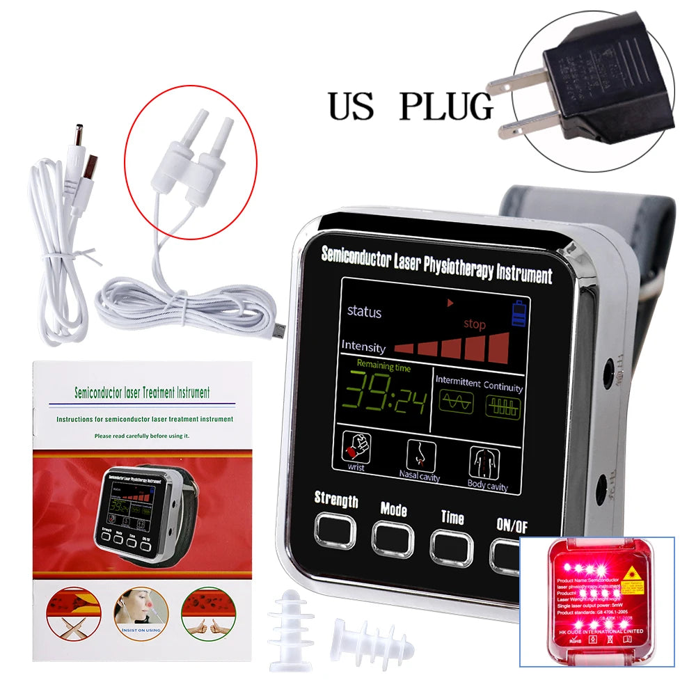 NEW Arrivals Laser Physiotherapy Wrist Diode LLLT For Diabetes Hypertension Rhinitis Multi-Functions Treatment 12 Laser Diabetic Watch Laser Sinusitis Therapy Watch Medical Health Care Supplies