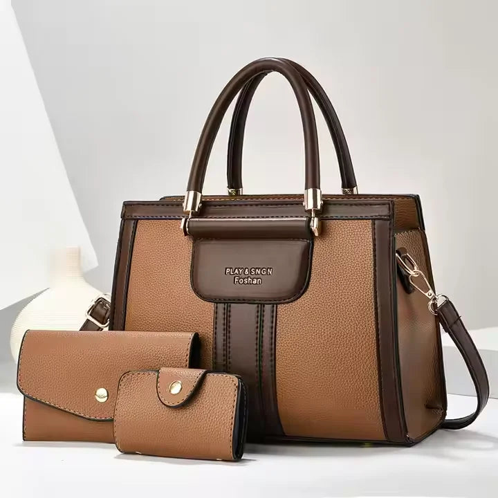 NEW Arrivals 3 PCS Set 8 Colors Best Selling Ladies Shoulder PU Leather Bags Luxury Designer Women's Handbags With a Wallet Purse