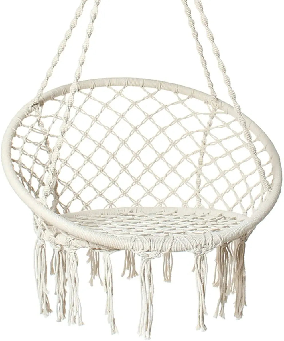 Black and White Color Home Outdoor Garden Patio Courtyard High Quality 120cm Cotton Rope Hammock Hanging  Swing Chair Furniture Accessories