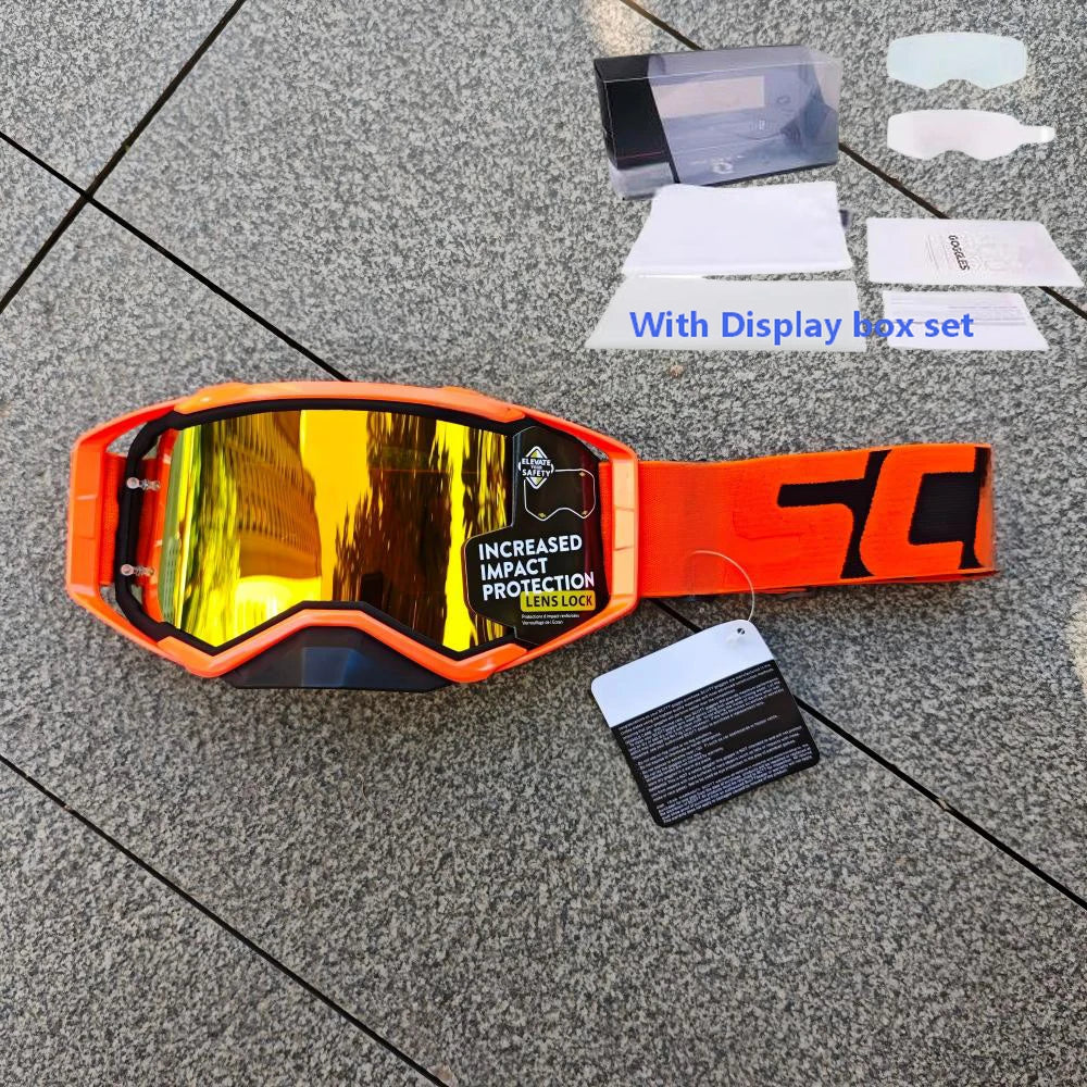 NEW American Motocross Motorcycle Top Quality Professional Goggles Halley Riding Eyewear Windproof Sports Glasses with Display Box Set