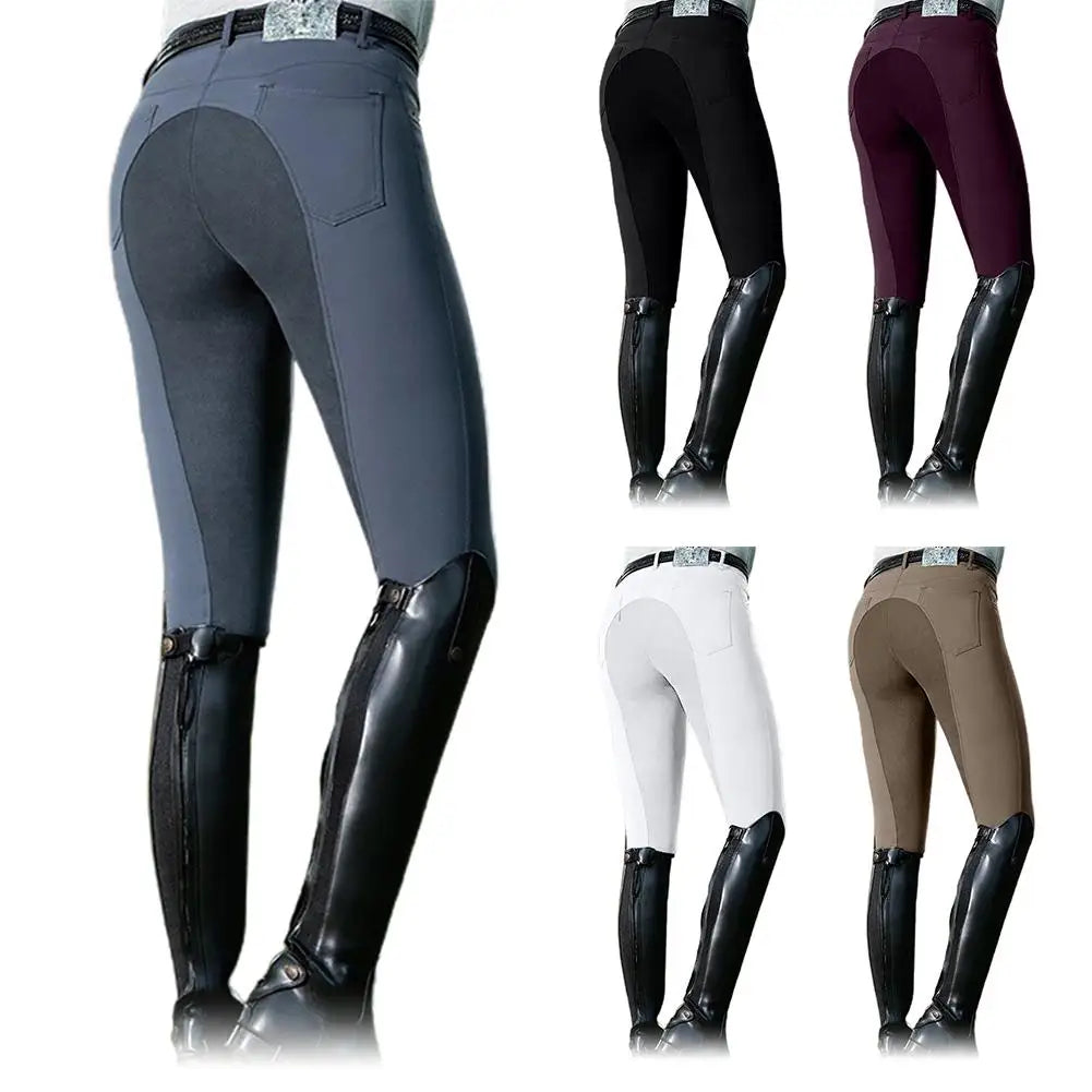NEW Arrivals S-3XL 5 Colors Fashion Women Equestrian Jodhpurs Pants High Waist Elastic Silicone Anti-Slip Quick Dry Horse Racing Skinny Trousers Horse Riding Camping Running Climbing Pants