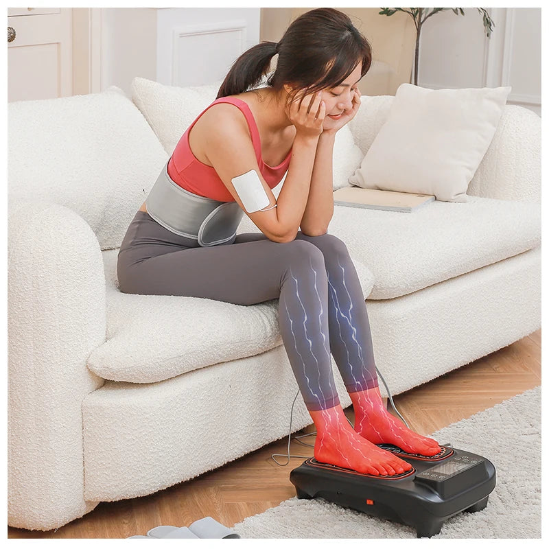 3 in 1  EMS Foot Stimulator Foot Heating Massager with Body Tens Patch Massage and Heating Waist Belt 99 Level Blood Circulation Arthritis Therapy Pain Relief Treatment Relaxation System Massage Health Care Supplies