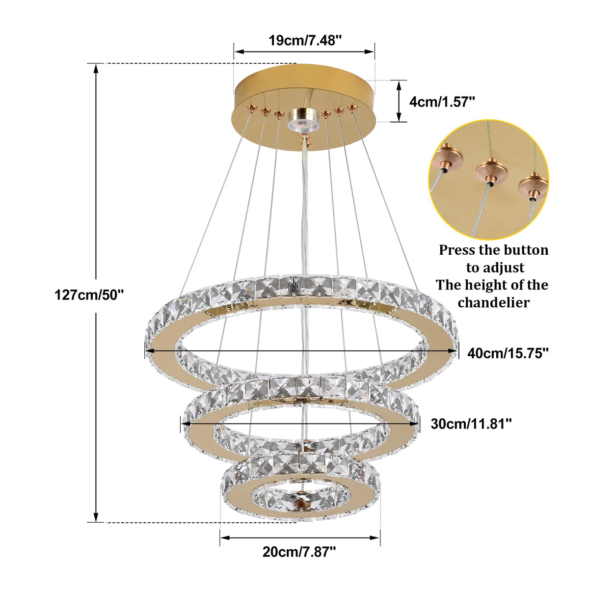HOT SALE Villa Home Italian Modern Luxury Crystal Chandeliers Remote Switch Control Pendant Lights Geometric LED Chandelier for Living Room 3 Rings Hang Lamps Home Art Decor  Luxury Lighting Supplies