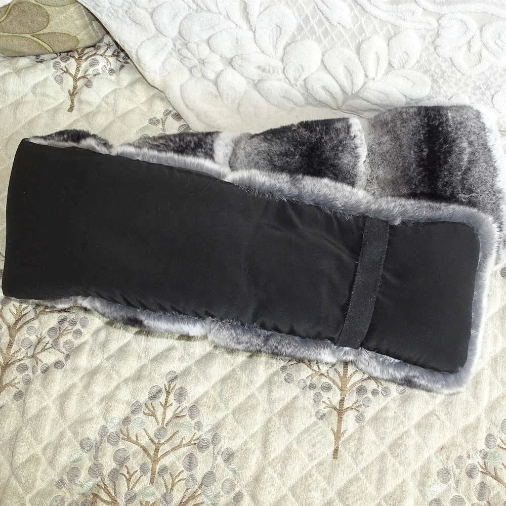 BEST PRICE New Fashion Women's Winter Rex Rabbit Chinchilla Fur Short Scarf Chinchilla  Black/Brown Color Ladies Luxury Apparel Accessories