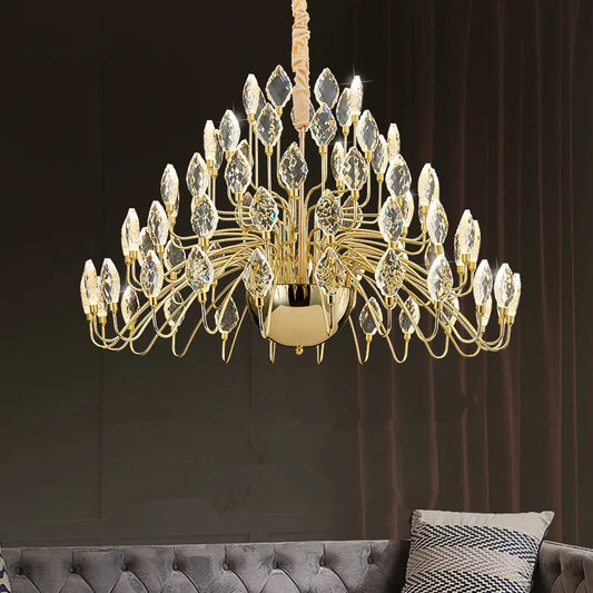 Villa Home Living Room K9 Crystal Modern Gold Tree Branches Chandelier for Home Art Decoration Hanging Interior Lighting Rooms Lights Pendant Light