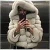 10 Colors S-4XL Plus Size Women's Winter Warm Faux Fur Jacket with Hat Splicing Jacket Faux Fur Hooded Jacket Top Quality Snow Boots Outerwear Jackets Women Winter Apparel Supplies