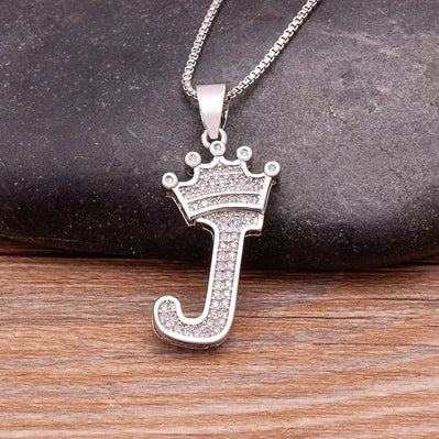 Hot Sale A-Z Letters Crown Pendant Initial Alphabet Necklace For Women Men Accessories Name Jewelry  Party Birthday Gifts
