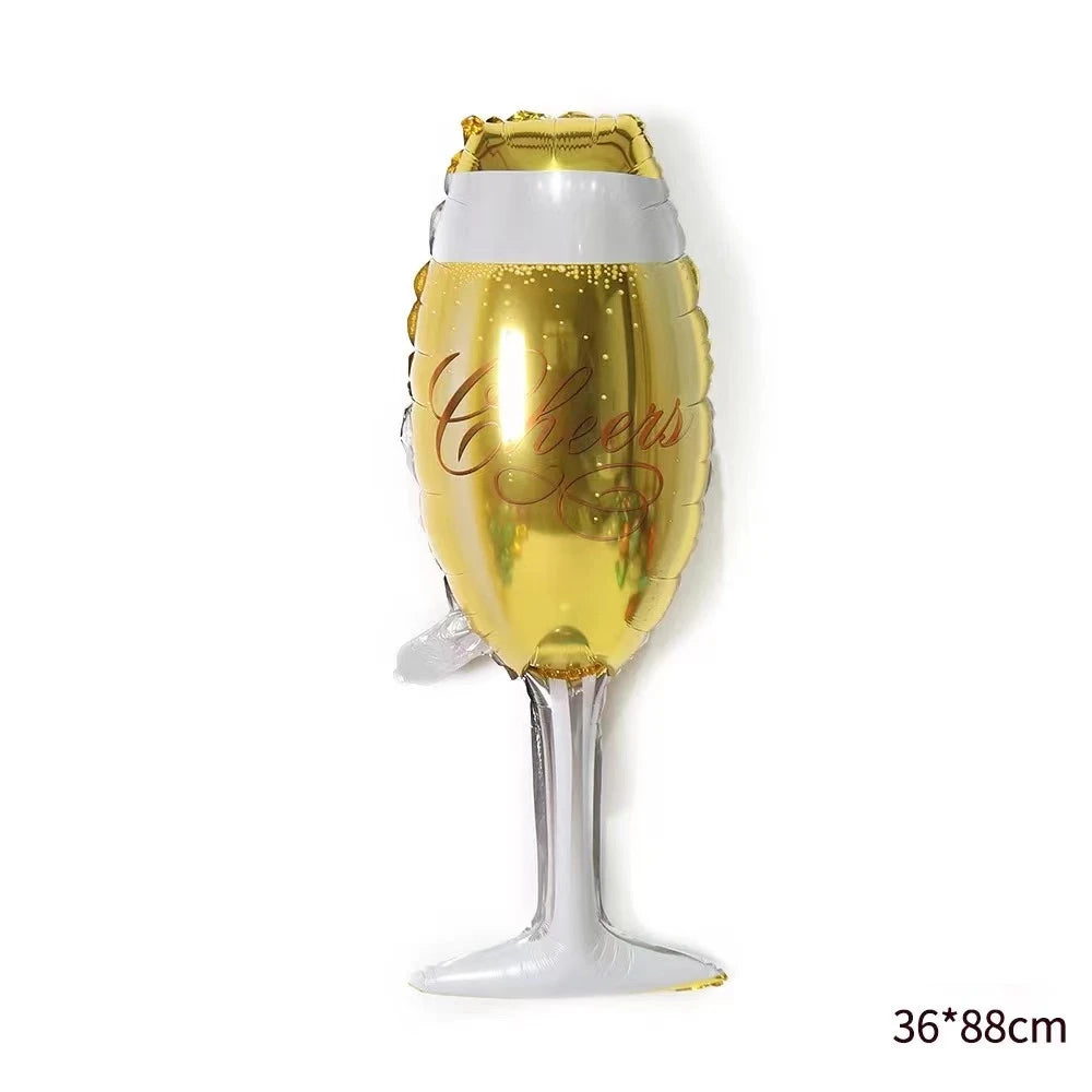 1pc wine bottle wine glass aluminum film balloon adult birthday party layout party theme scene creative decoration