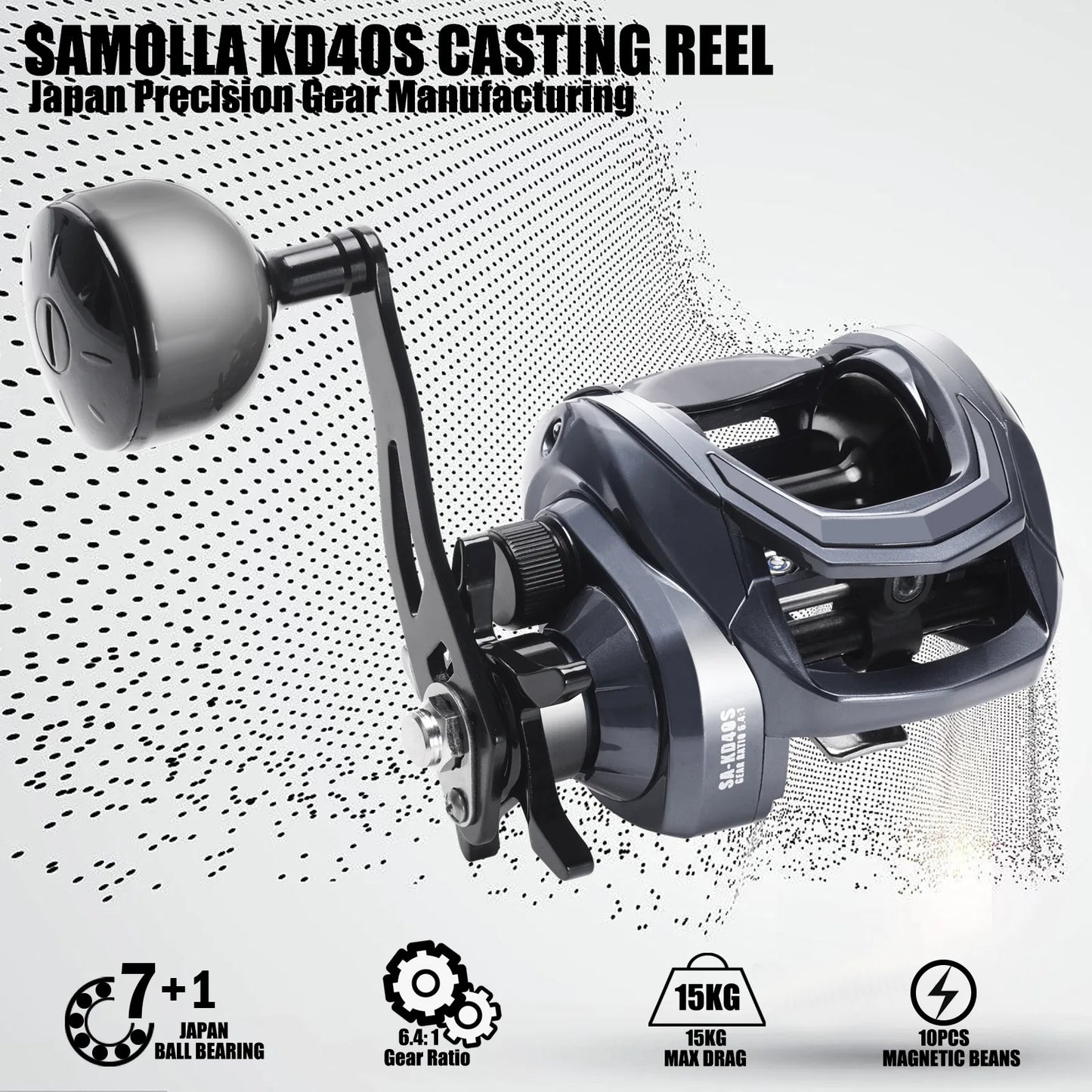 New Water Drop Wheel Baitcasting Reels 6.4:1 Gear Ratio Stainless Steel 236g Right Left Hand Use Blackout Special Thunder Fishing Accessories