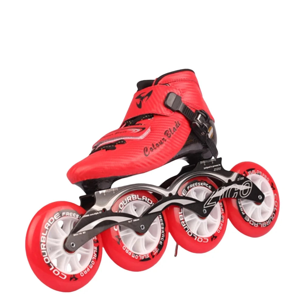 Carbon Fiber Sky Blue/Black/Red Color 4 Wheels Blade Adult Carbon Fiber Professional Inline Skates - High - Speed Racing, Durable PU Wheels for Marathon Outdoor Sports Activities Supplies