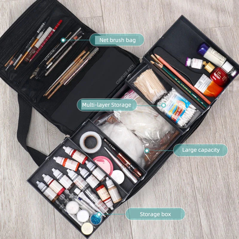 Large Capacity Make up bag Multi-layer Manicure Hairdressing Embroidery Tool Kit Cosmetics Storage Case Toiletry Bag