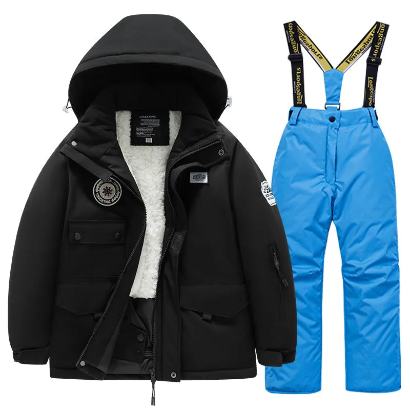 BEST PRICE 2 PCS Set Children's Girls Boys Top Quality Waterproof Ski Jacket + Pants Kids Snowboard Suit Snow Wear Ski Clothes for Kids Ski Suit Ski Clothing