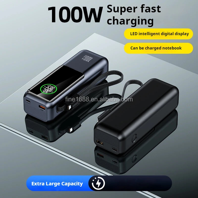 Laptop Power Bank Equipped with 100W Power Supply and TFT Display Screen for ultra Fast Charging 26800mAh Portable Power Bank