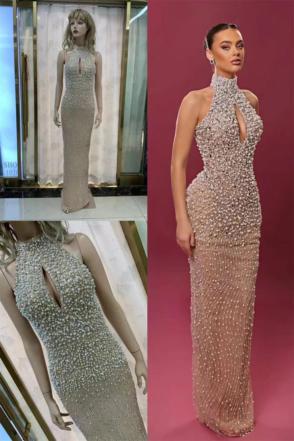 Top Quality Beading Sexy Women Celebrity Red Carpet Nightclub Evening Party Wear Long Evening Dresses Wedding Guest Formal Gown Ladies Luxury Apparel Supplies