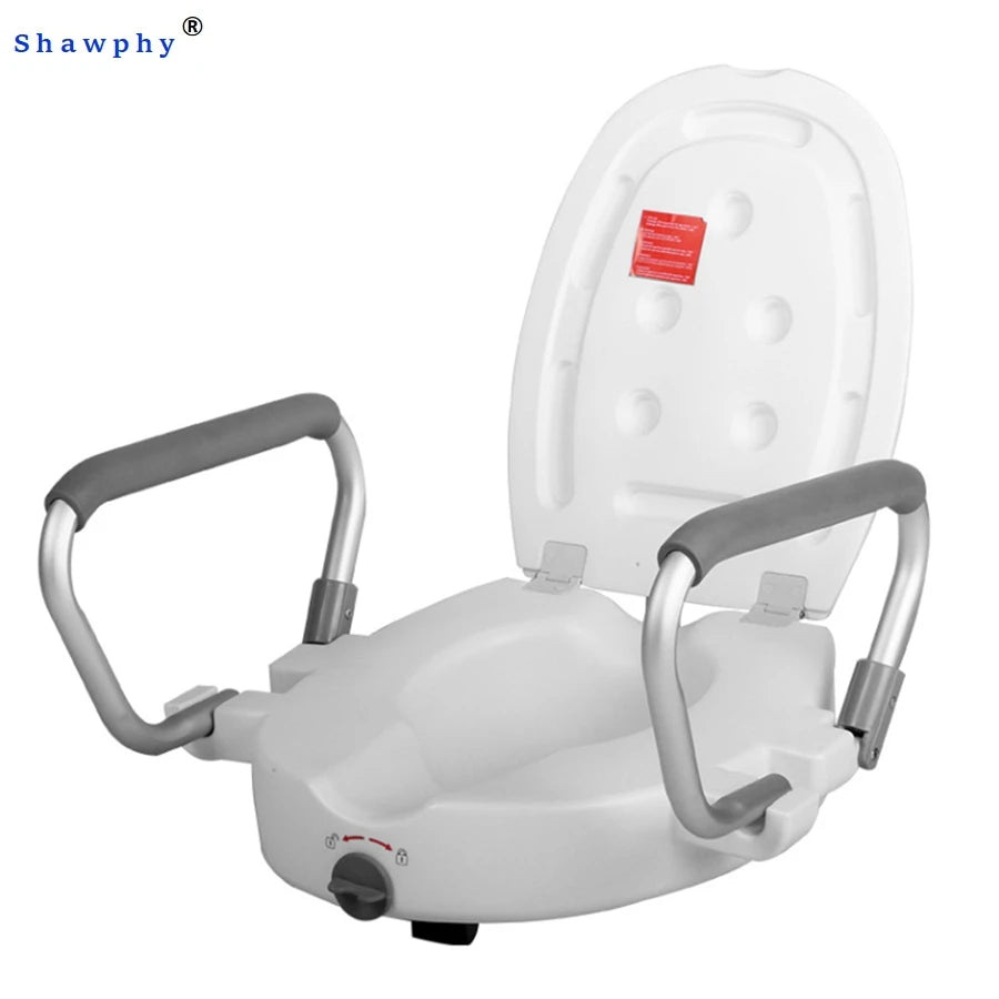Raised Toilet Seat with Armrest Cover Aluminum Bathroom Safety Equipment for Rehabilitation Therapy Elderly Disable People