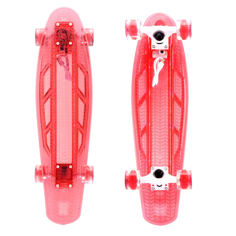 NEW LED Skateboard Transparent Skate Board Light Deck With Flashing LED Light Wheels