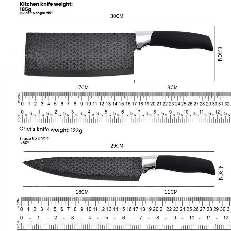 Top Quality NEW 6 PCS Japanese Set Stainless Steel Kitchen Knife Accessories Set Household Meat Cleaver Knife Gift Box Set Kitchenware Supplies for Outdoor Barbeque Camping