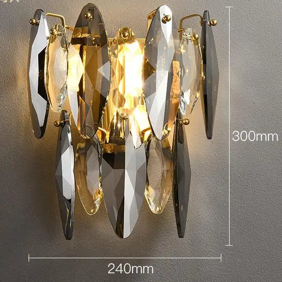 Home Villa Modern Luxury Crystal Wall Lamp Smoke Gray Glass Bedroom Art Decoration Lighting Living Room Background Wall Staircase Wall Light