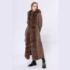 4 Colors Siberian -30"C Popular Women's Natural Real Fur Coat Long Ladies Real Fox Fur Coat Fur Sweater Hooded 120-125cm Length Knit Cardigan Ladies Winter Fashion Apparel Supplies