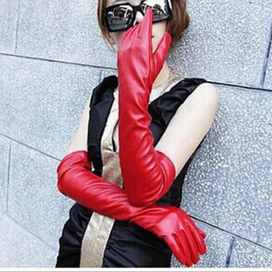 NEW Arrivals Luxury High Quality Opera Leather Gloves Women's Long Touch Screen 50cm Autumn and Winter Wedding Bridal Nigh Club Business Dinner Gloves Girls Ladies Luxury Fashion Apparel Accessories Clothing Supplies