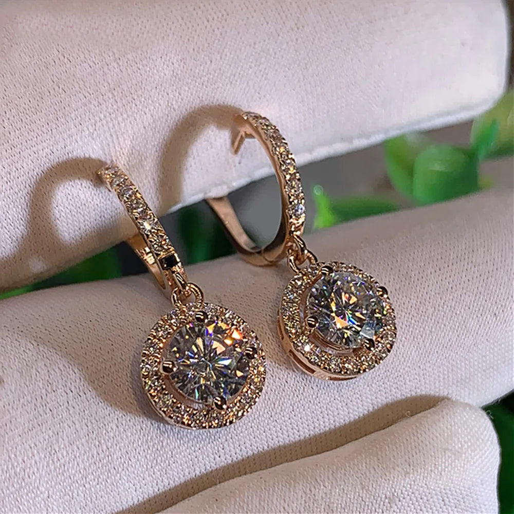 Versatile Classic Design Round Dangle Earrings For Women Dazzling Crystal CZ Engagement Wedding Jewelry Statement Earring