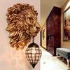 Villa Home Luxury Art Creative Decoration European Retro Lion Head Indoor Art Decor Wall Lamp Living Room Internet Famous Bar Restaurant Corridor Decoration Lighting Fixture