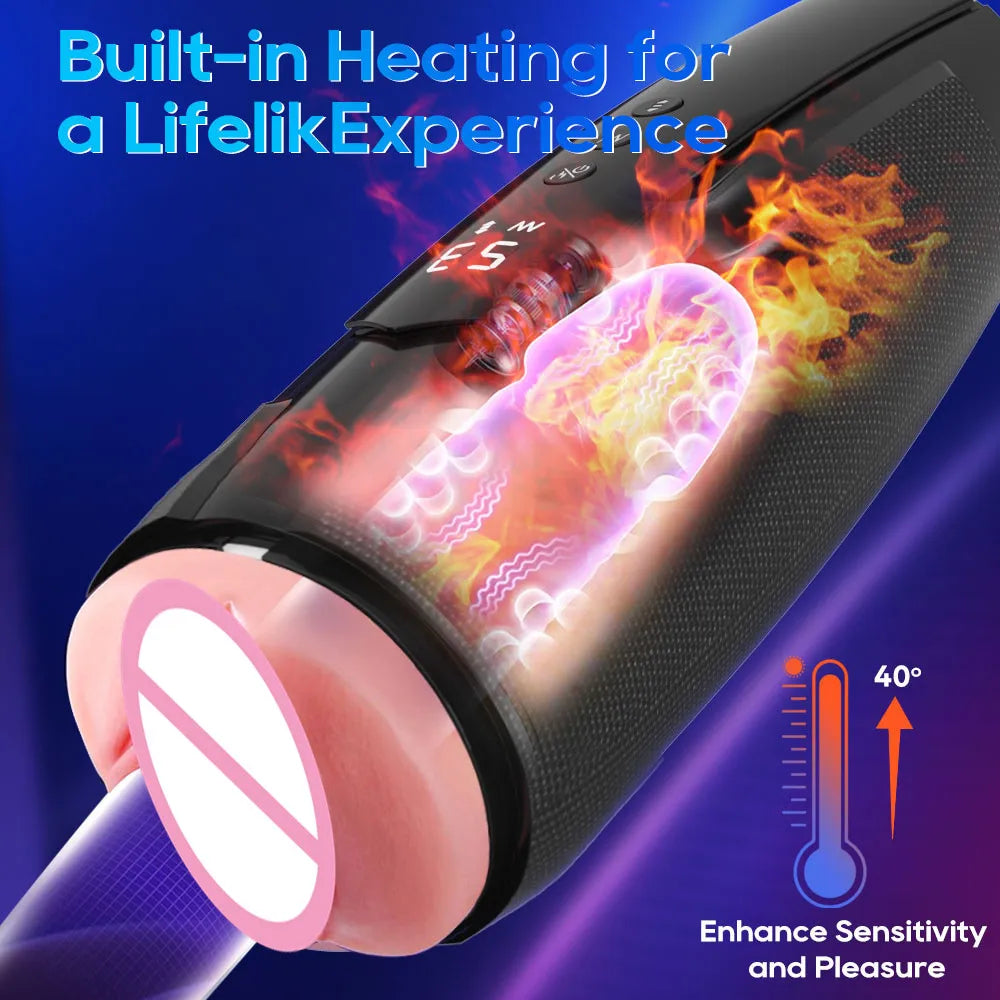 NEW Arrivals 3 in 1 Electric Aircraft 7 Heating Oral Sucking Thrusting Vibration App Remote Control Male Masturbation Cup Adults Sex Toys Supplies